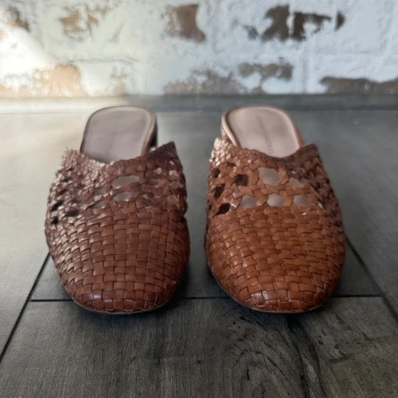 Loeffler Randall Lulu Timber Brown Woven Mules - Picture 2 of 8
